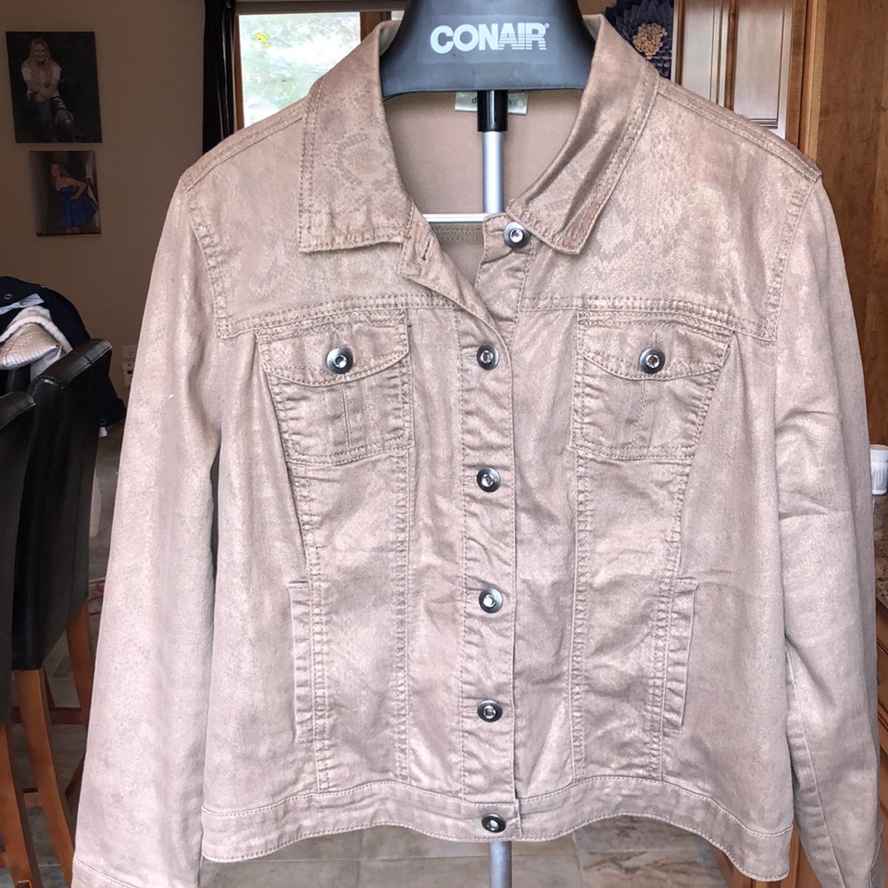 COPY - Dress Barn, Super Cute,  shimmery, coated denim  Jean Jacket with Subtle…